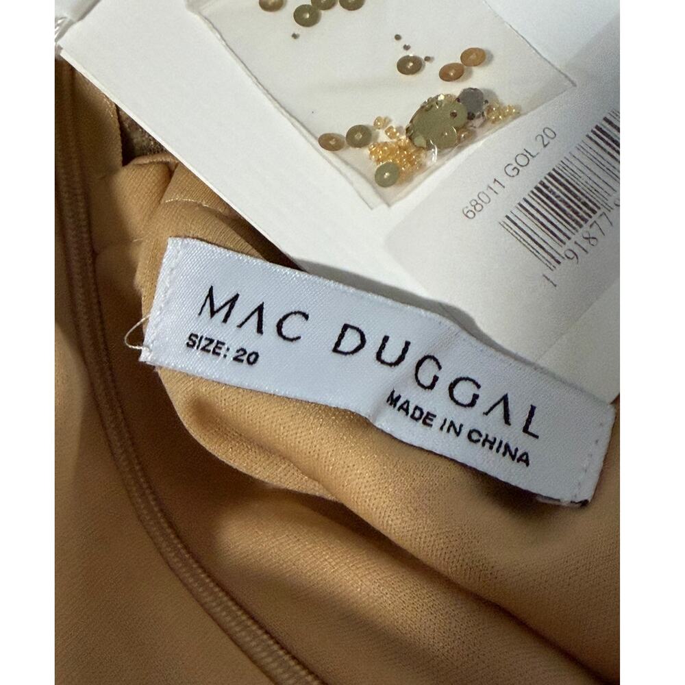 Mac Duggal Embellised Gold Long Sleeve MOB Prom Maxi Gown Plus Size 20 68011 New - Picture 8 of 9